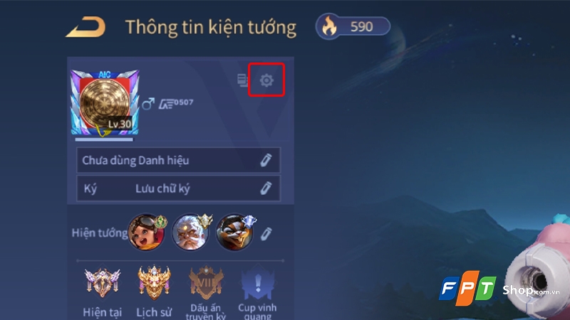 Mở khu vực thông tin cá nhân trong Liên Quân Mobile